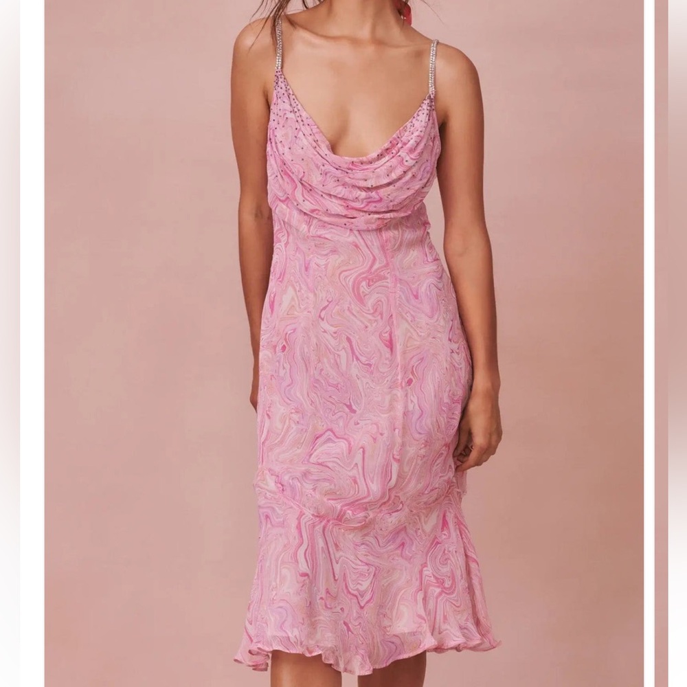 LoveShackFancy Cookie Midi Dress in Pink Kiss